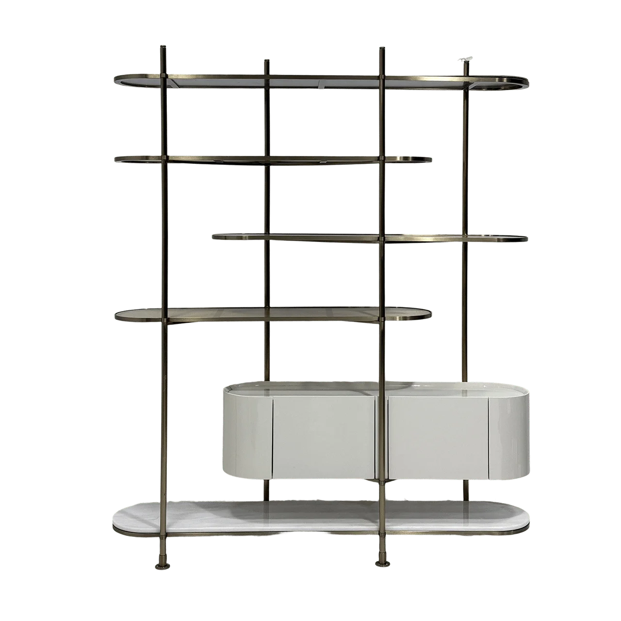 Modern Metal Frame Shelving Unit with Storage Cabinet 